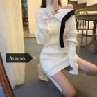 Asymmetric One Shoulder Mini Knit Dress White - One Size