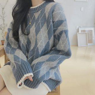 Argyle Sweater / Mini A-line Skirt