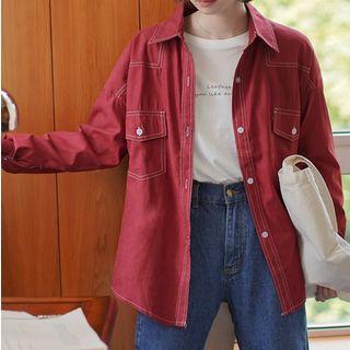 Contrast Stitching Pocket Detail Shirt