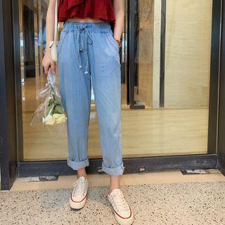 Lightweight Straight-cut Jeans Light Blue - One Size