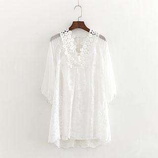 Set: Lace 3/4-sleeve Dress + Slipdress