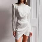 Long-sleeve Irregular Hem Mini Bodycon Dress
