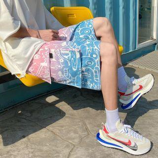 Gradient Print Cargo Shorts