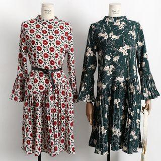 Bell Long-sleeved Printed Dress