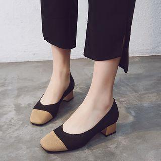 Block Heel Cap Toe Pumps