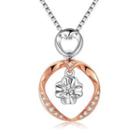 18ct Rose White Gold Double Ring Heart Cut-out Diamond Accent Pendant Necklace (0.15 Cttw) (free 925 Silver Box Chain, 16)
