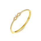Simple And Sweet Plated Gold Ribbon Bangle With Cubic Zirconia Golden - One Size