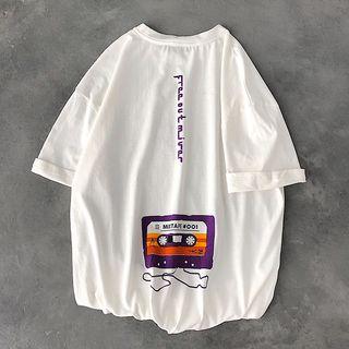 Short-sleeve Tape Print T-shirt