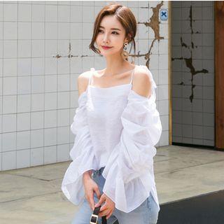 Bell-sleeve Cold-shoulder Blouse