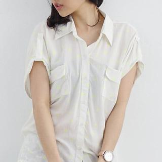 Tab-sleeve Printed Blouse