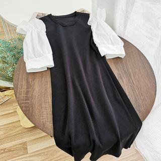 Cutout Shoulder Knit Dress Black - One Size