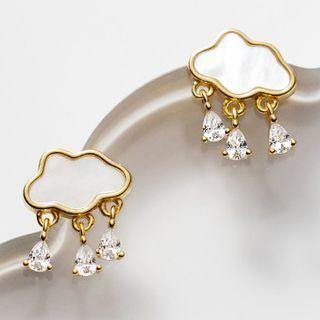 Cloud Rhinestone Stud Earring 1 Pair - Silver - One Size