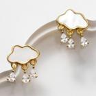 Cloud Rhinestone Stud Earring 1 Pair - Silver - One Size