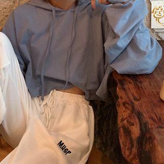 Long-sleeve Cropped Drawstring T-shirt