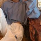 Long-sleeve Cropped Drawstring T-shirt
