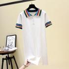 Short Sleeve Polo Mini Dress Rainbow - One Size