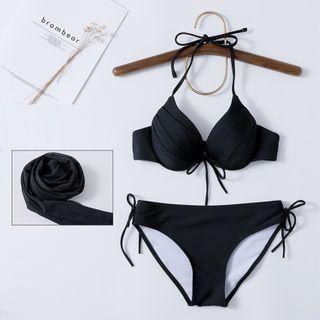 Swim Set: Halter Bikini Top + Bottom + Cover-up