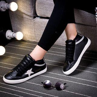 Star Print Lace Up High Top Sneakers