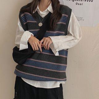 Loose-fit Knit Vest As Shown In Figure - One Size