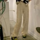 Ribbed Wide Leg Pants Almond - One Size