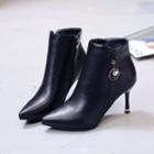 High-heel Embellished Pointy-toe Ankle Boots