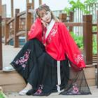 Asymmetric Top/midi Skirt/hooded Cape/furry Collar/hair Band