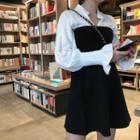 Plain Long-sleeve Loose-fit Shirt / Plain Skirt