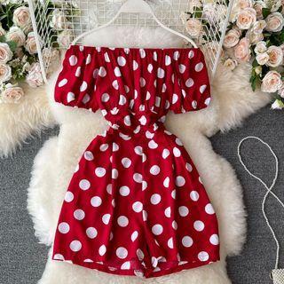 Dot Off-shoulder Playsuit