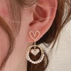 Heart Faux Pearl Rhinestone Alloy Dangle Earring 1 Pair - Earrings - Gold - One Size