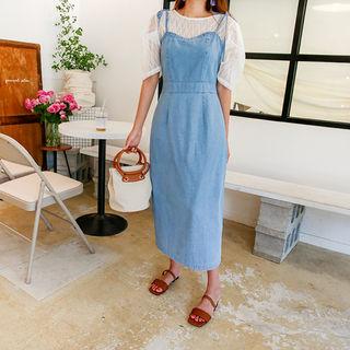Spaghetti-strap Long Denim Dress
