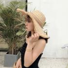 Fringed Straw Hat Khaki - One Size