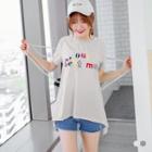 Colorful Lettered Graphic Longline Tee