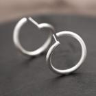 925 Sterling Silver Irregular Open Hoop Earring 1 Pair - Stud Earrings - Silver - One Size