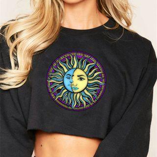 Sun Print Cropped Sweatshirt
