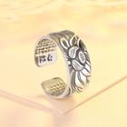 925 Sterling Silver Lotus Open Ring Silver - One Size