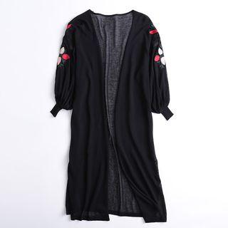 Embroidered 3/4 Sleeve Cardigan