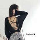 Open-back Long-sleeve Cropped Top