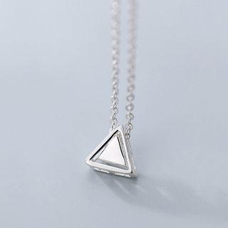 925 Sterling Silver Perforated Triangle Pendant Necklace Silver - One Size