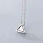 925 Sterling Silver Perforated Triangle Pendant Necklace Silver - One Size