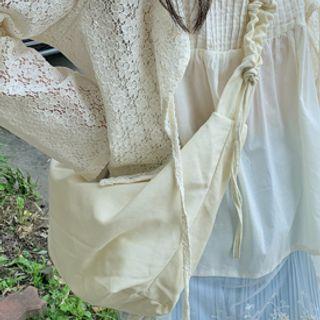 Shirred Denim Hobo Bag