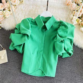 Puff Sleeve Lapel Shirt
