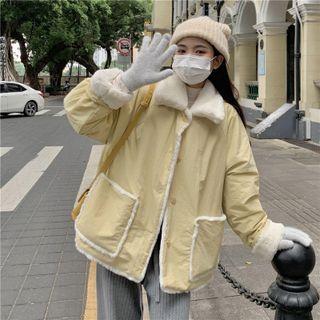 Fluffy-lined Button Jacket