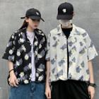 Couple Matching Elbow-sleeve Floral Print Shirt