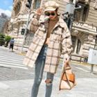 Plaid Single-breasted Coat Milky Coffee - One Size