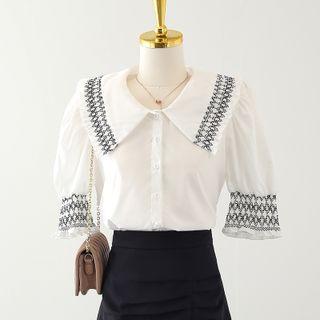 Embroider Oversize Button-up Shirt