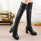 Chunky-heel Stitched Over-the-knee Boots