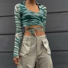 Zebra Print Tie-strap Crop Top