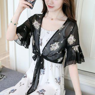 Short-sleeve Floral Print Light Jacket