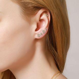 Rhinestone Letter Pendant Stud Earring