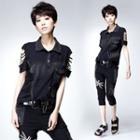 Slashed Short-sleeve Polo Shirt
